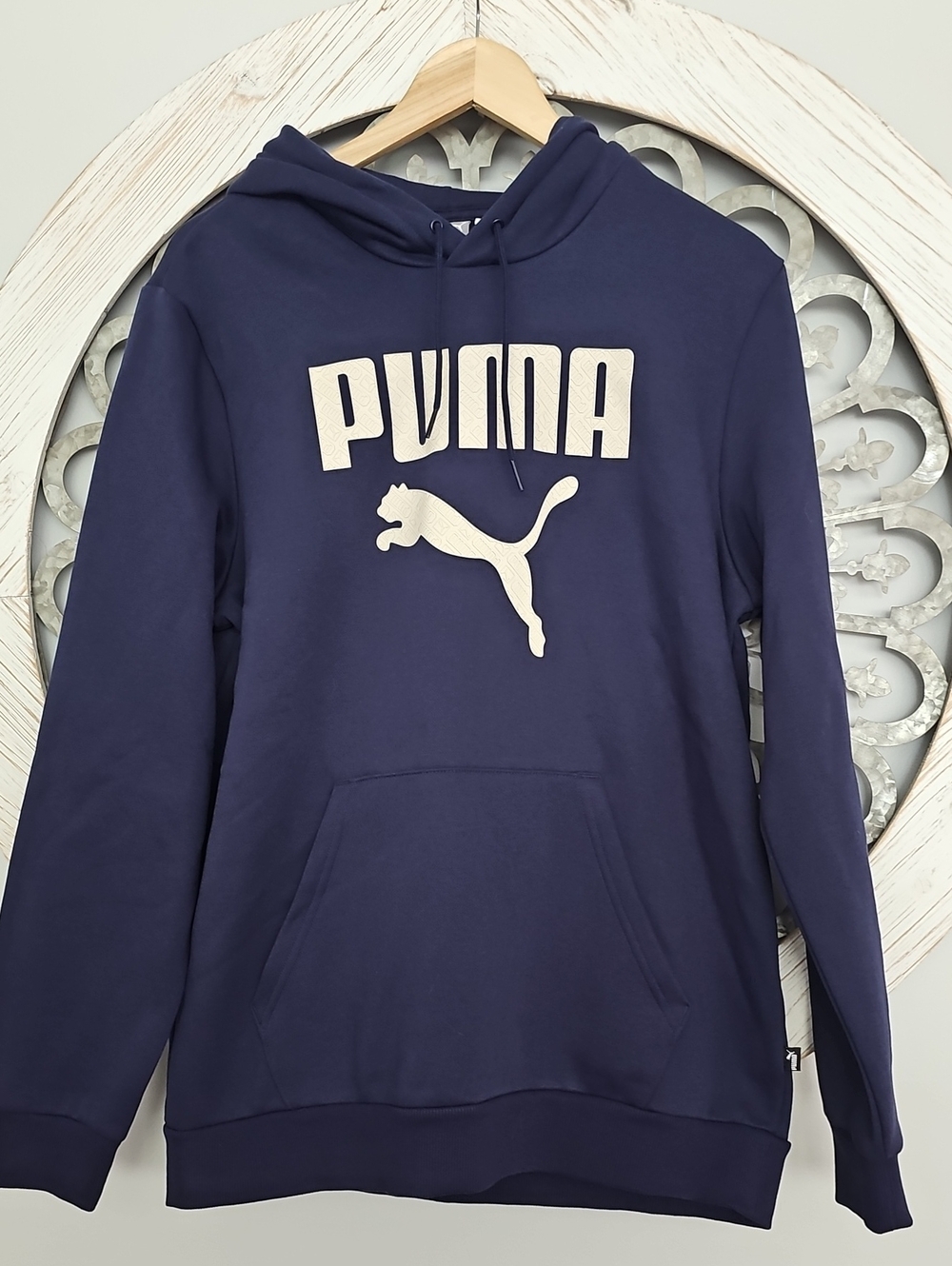 Puma Navy Hoodie with Cream Logo